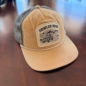 Howler Bros Structured Strapback Hat - Khaki Patch Mountain Truck Adjustable